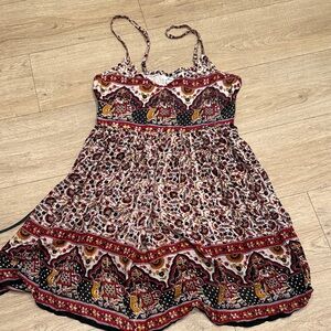 Bohemian Print Spaghetti Strap Dress